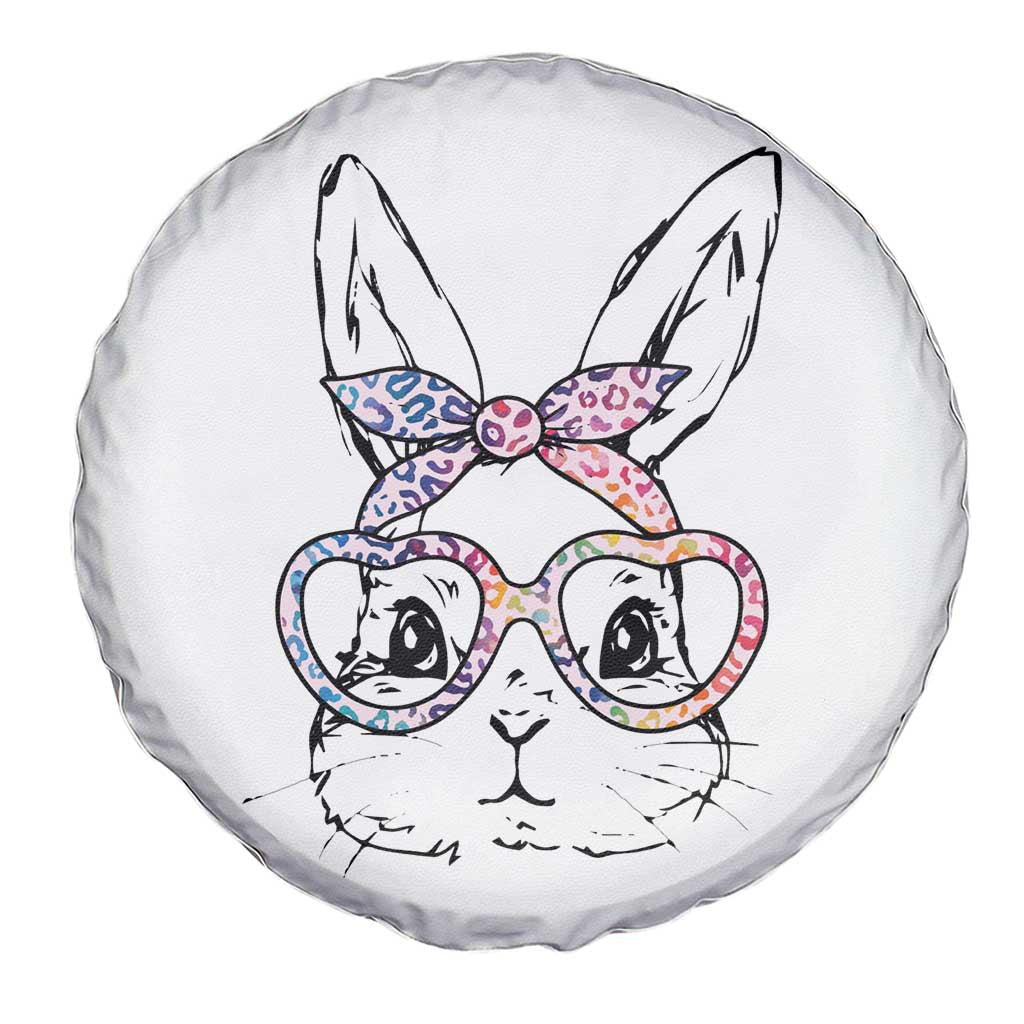 Easter Day Bunny Rabbit Face Tie Dye Glasses Spare Tire Cover