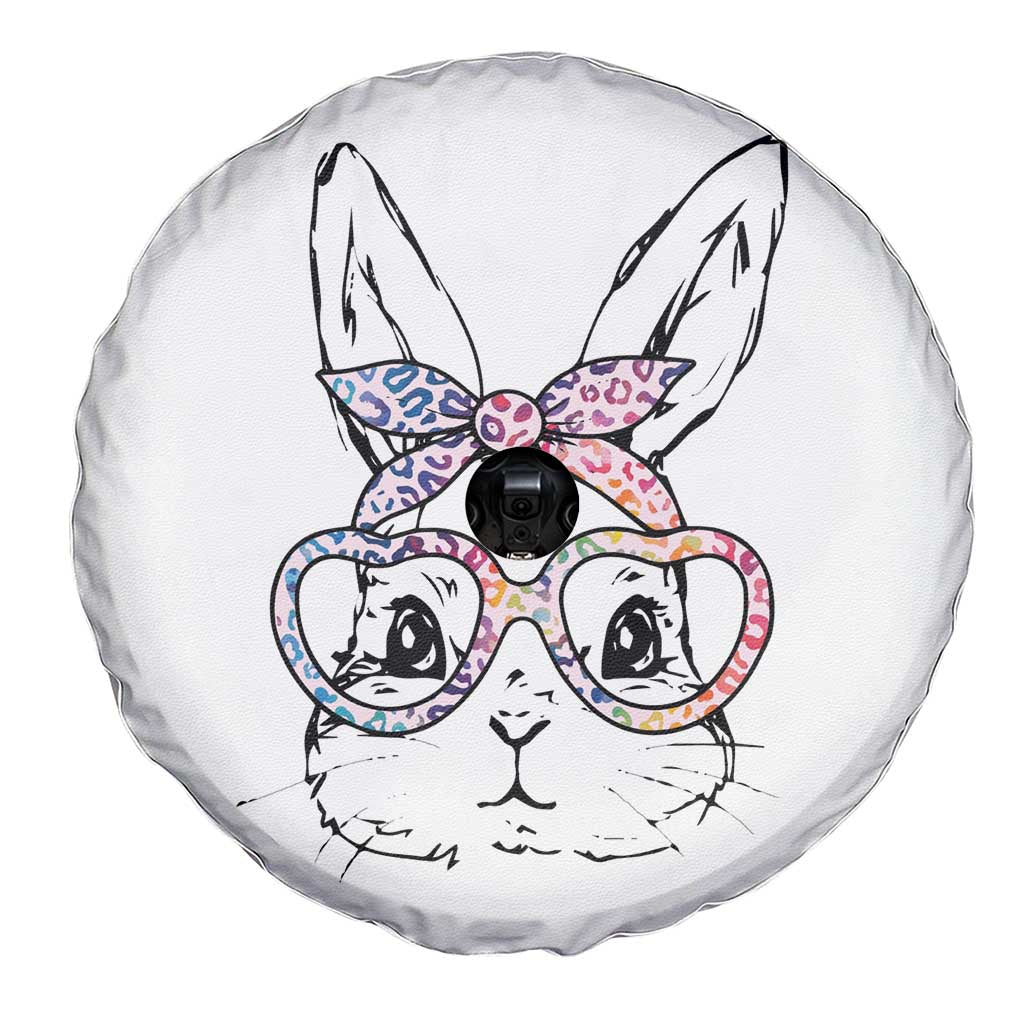 Easter Day Bunny Rabbit Face Tie Dye Glasses Spare Tire Cover