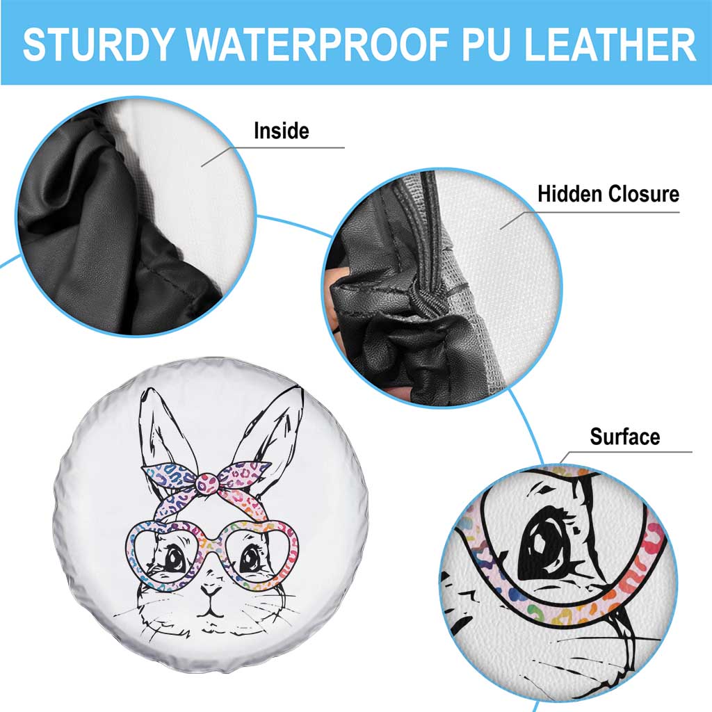 Easter Day Bunny Rabbit Face Tie Dye Glasses Spare Tire Cover