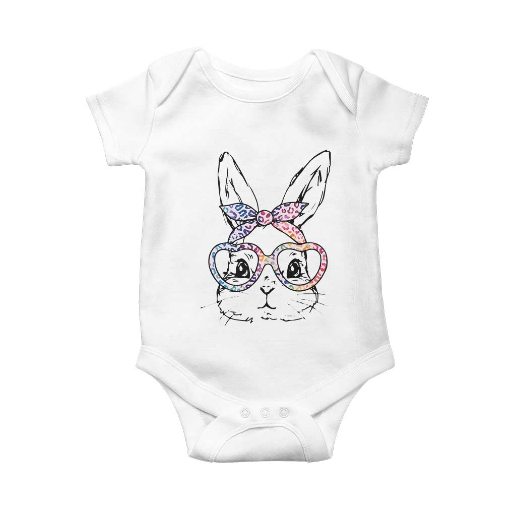 Easter Day Bunny Rabbit Face Tie Dye Glasses Baby Onesie