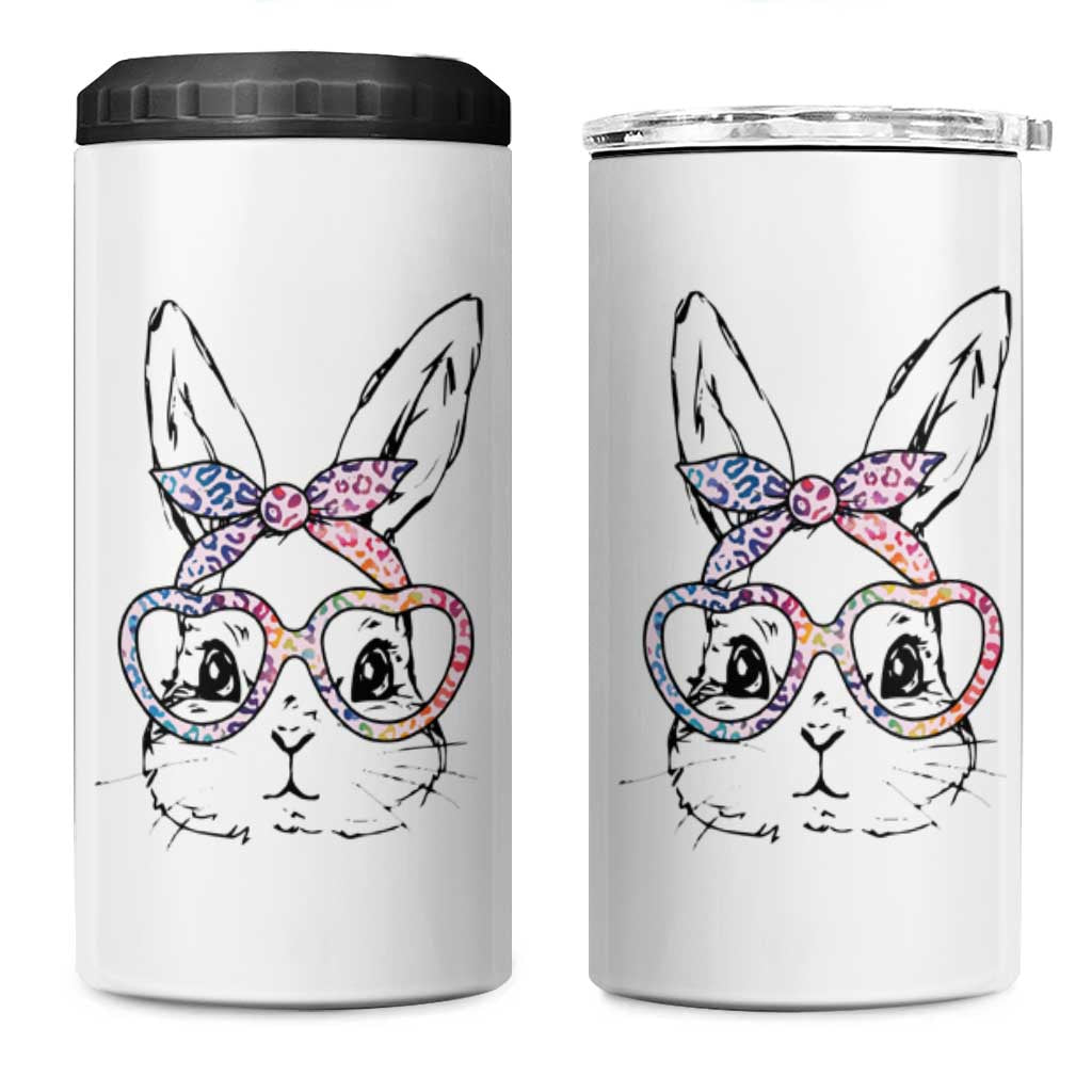 Easter Day Bunny Rabbit Face Tie Dye Glasses 4 in 1 Can Cooler Tumbler