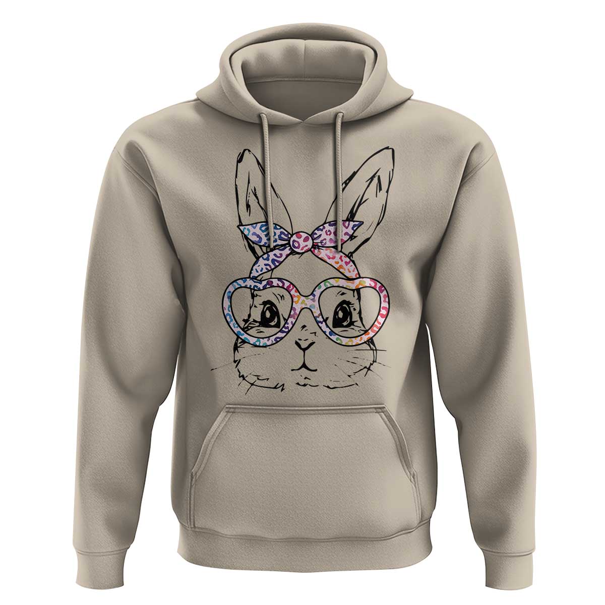 Easter Day Bunny Rabbit Face Tie Dye Glasses Hoodie