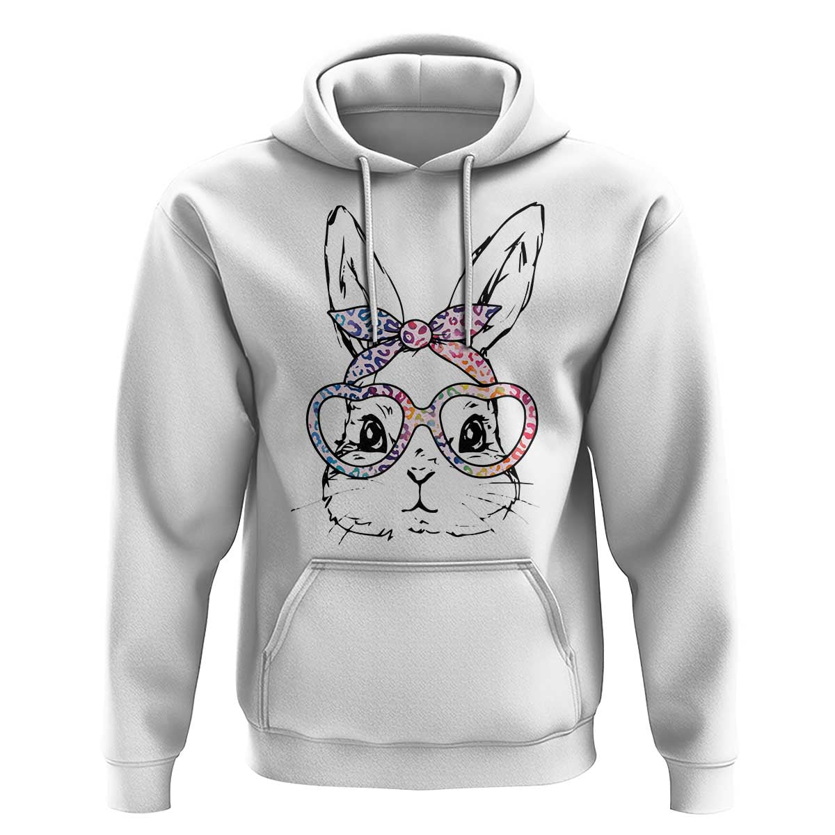 Easter Day Bunny Rabbit Face Tie Dye Glasses Hoodie