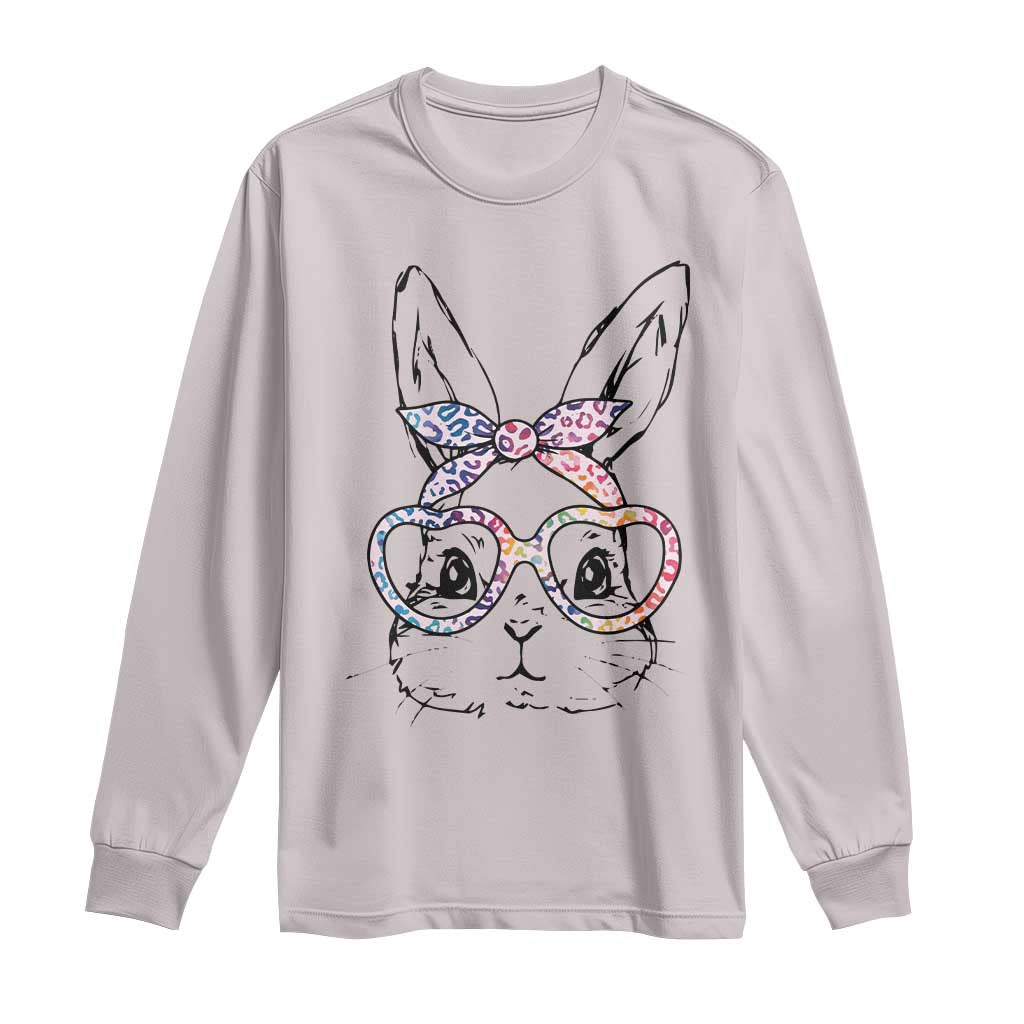 Easter Day Bunny Rabbit Face Tie Dye Glasses Long Sleeve Shirt