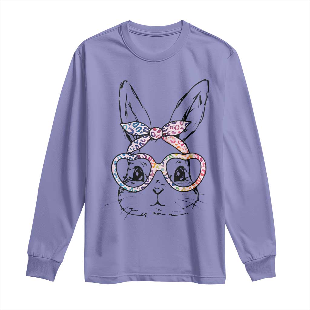 Easter Day Bunny Rabbit Face Tie Dye Glasses Long Sleeve Shirt