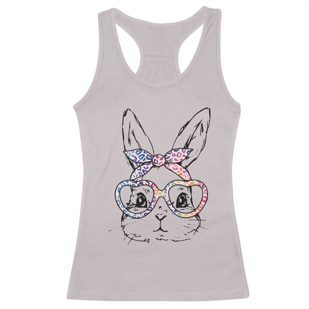 Easter Day Bunny Rabbit Face Tie Dye Glasses Racerback Tank Top