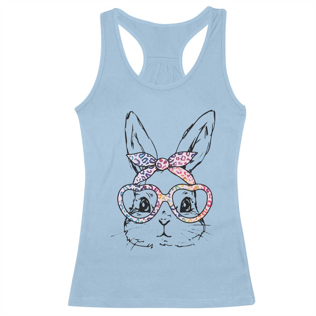 Easter Day Bunny Rabbit Face Tie Dye Glasses Racerback Tank Top