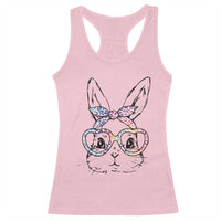 Easter Day Bunny Rabbit Face Tie Dye Glasses Racerback Tank Top