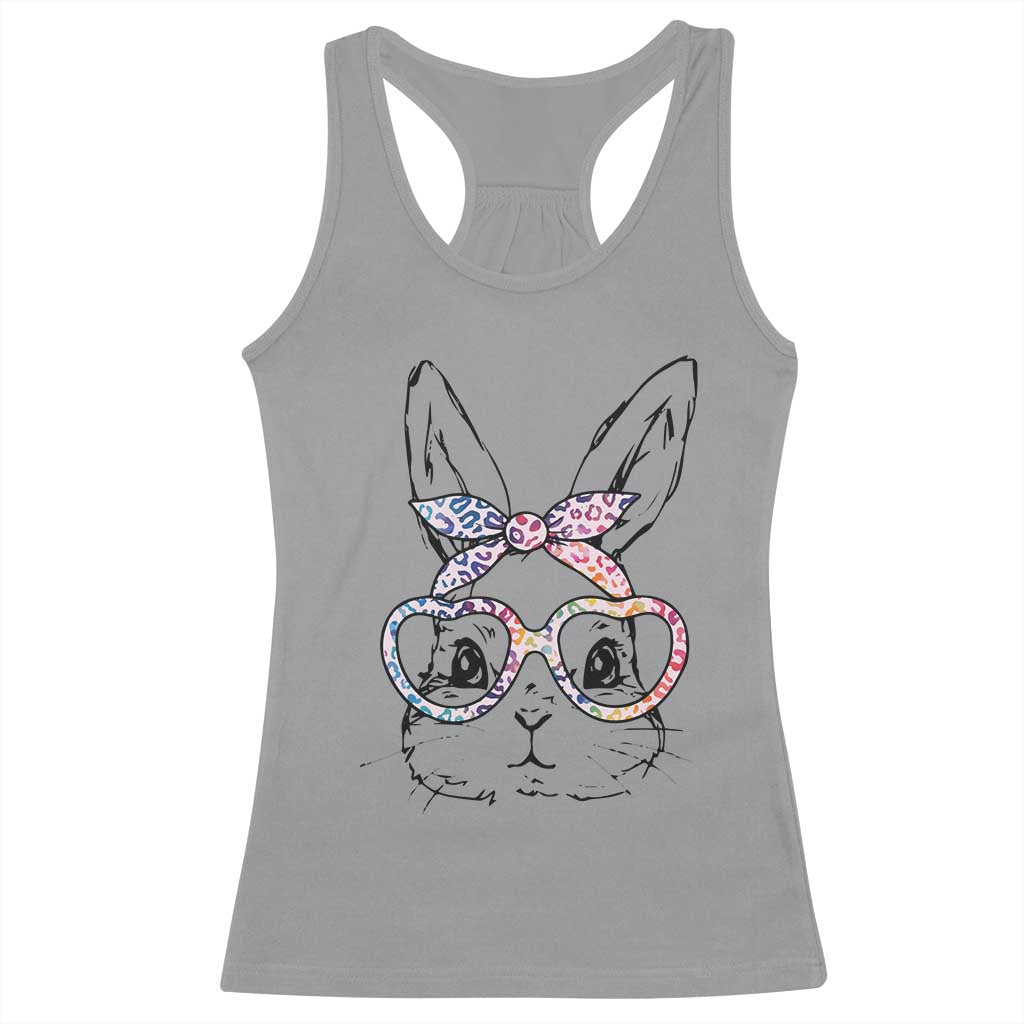 Easter Day Bunny Rabbit Face Tie Dye Glasses Racerback Tank Top