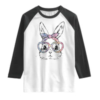 Easter Day Bunny Rabbit Face Tie Dye Glasses Raglan Shirt