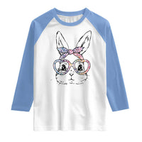 Easter Day Bunny Rabbit Face Tie Dye Glasses Raglan Shirt