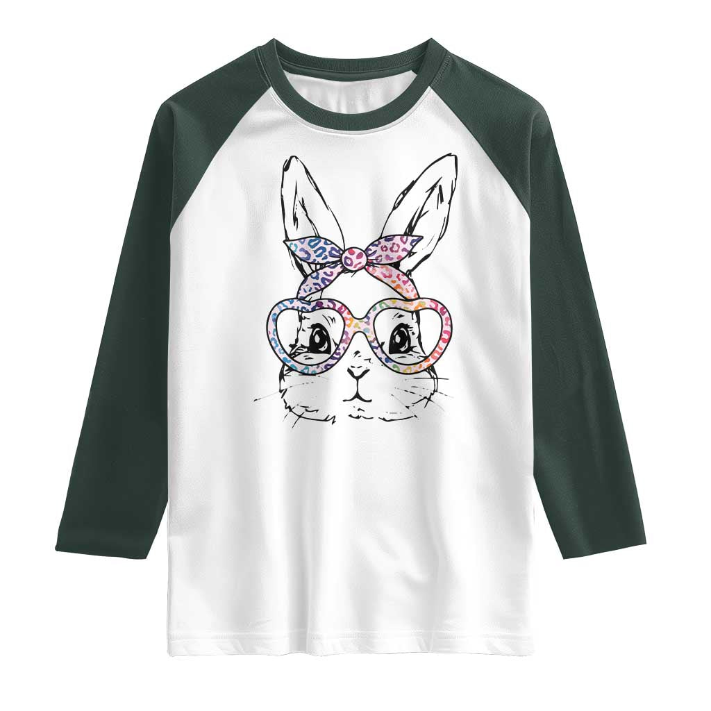 Easter Day Bunny Rabbit Face Tie Dye Glasses Raglan Shirt