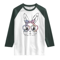 Easter Day Bunny Rabbit Face Tie Dye Glasses Raglan Shirt