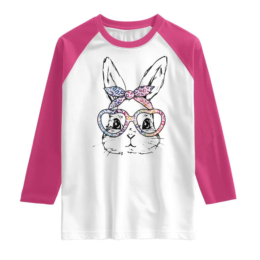 Easter Day Bunny Rabbit Face Tie Dye Glasses Raglan Shirt