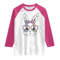 Easter Day Bunny Rabbit Face Tie Dye Glasses Raglan Shirt