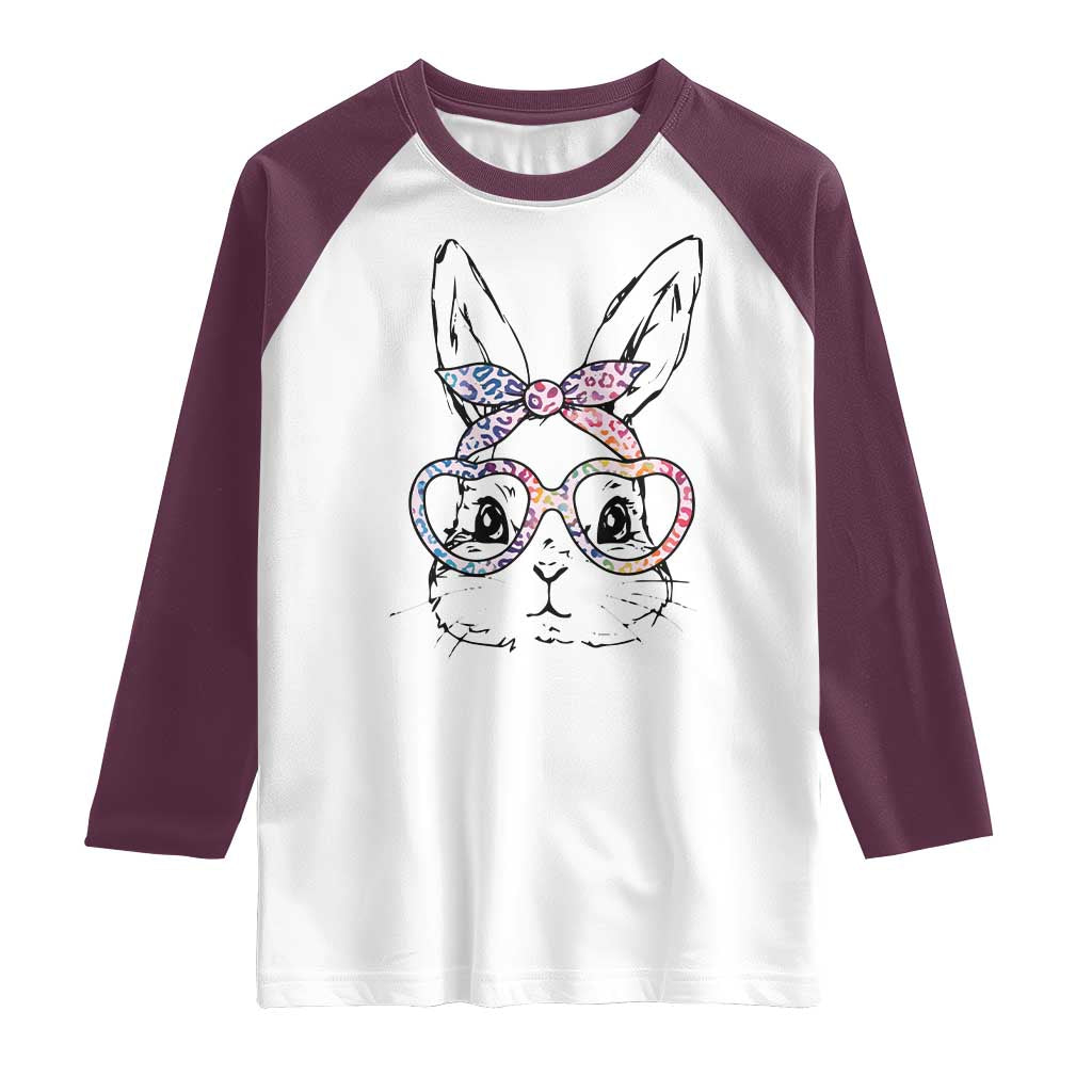 Easter Day Bunny Rabbit Face Tie Dye Glasses Raglan Shirt