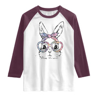 Easter Day Bunny Rabbit Face Tie Dye Glasses Raglan Shirt