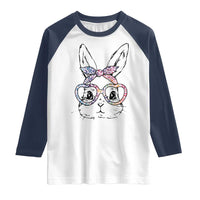 Easter Day Bunny Rabbit Face Tie Dye Glasses Raglan Shirt