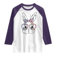 Easter Day Bunny Rabbit Face Tie Dye Glasses Raglan Shirt