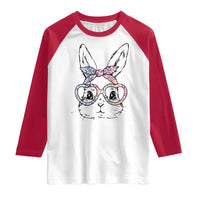 Easter Day Bunny Rabbit Face Tie Dye Glasses Raglan Shirt