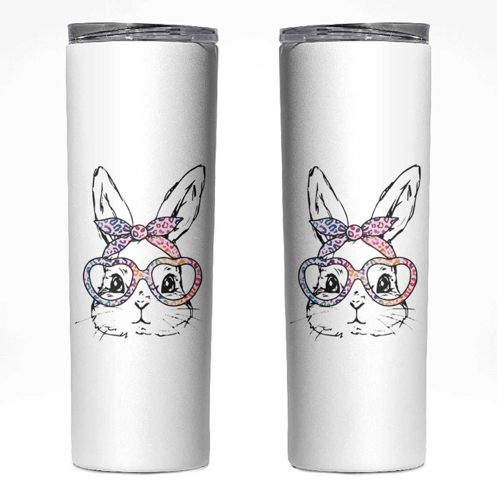 Easter Day Bunny Rabbit Face Tie Dye Glasses Skinny Tumbler