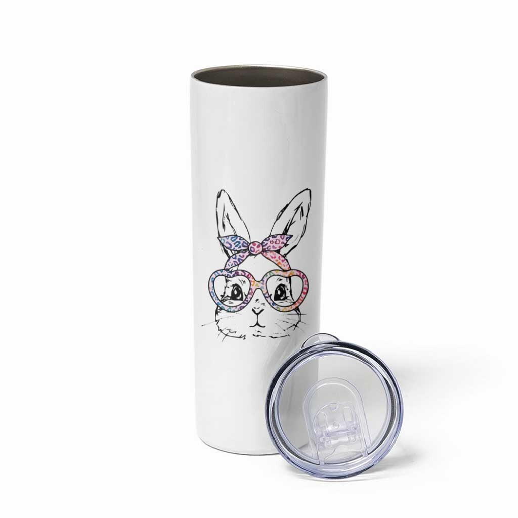Easter Day Bunny Rabbit Face Tie Dye Glasses Skinny Tumbler