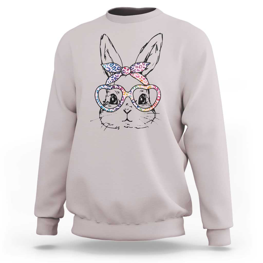 Easter Day Bunny Rabbit Face Tie Dye Glasses Sweatshirt