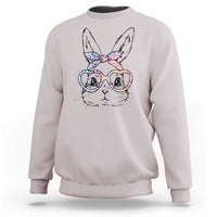 Easter Day Bunny Rabbit Face Tie Dye Glasses Sweatshirt