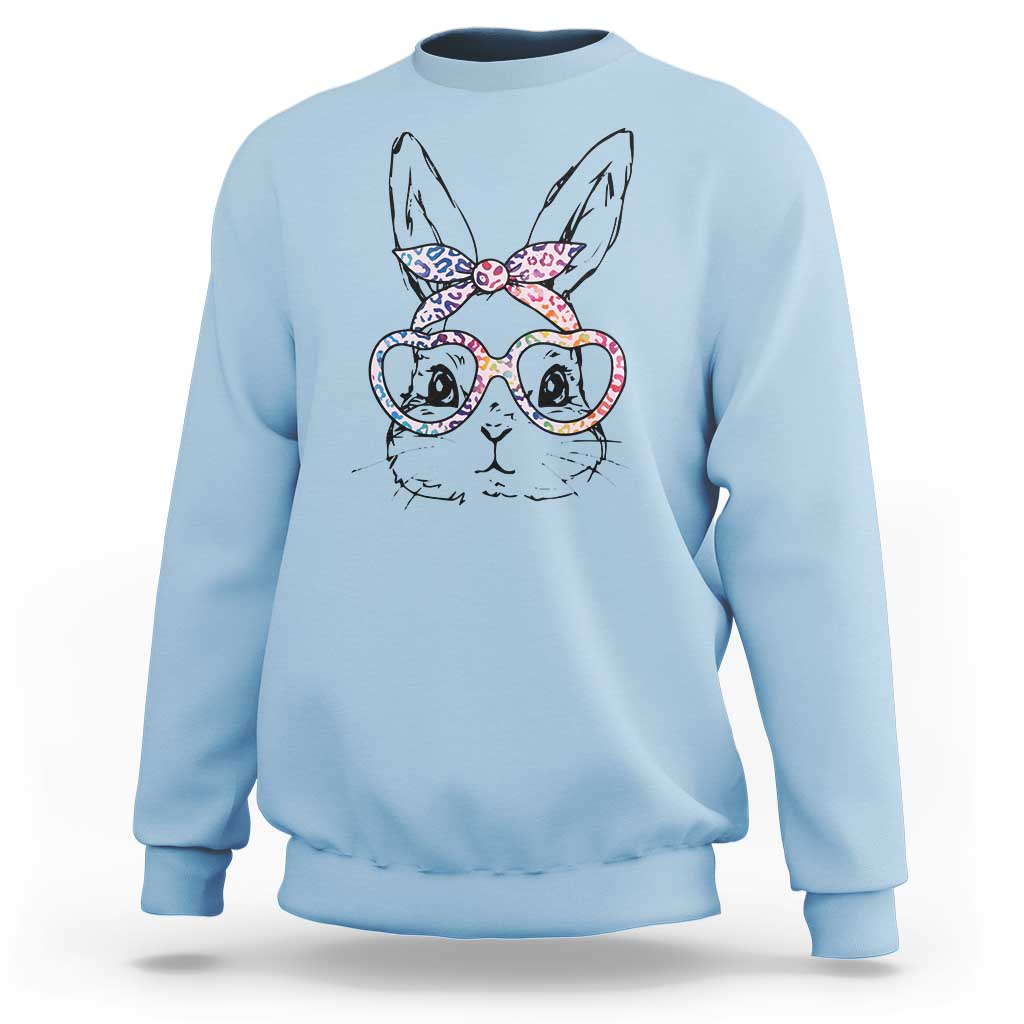 Easter Day Bunny Rabbit Face Tie Dye Glasses Sweatshirt