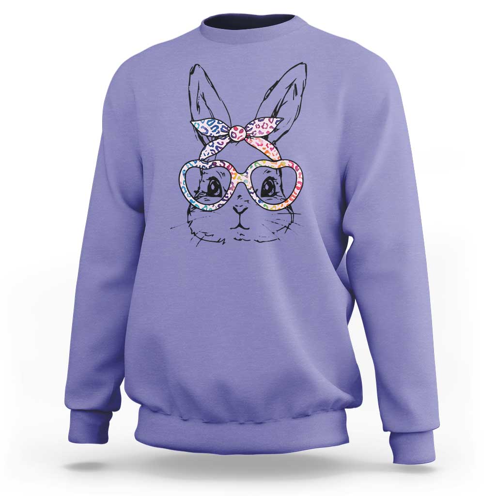Easter Day Bunny Rabbit Face Tie Dye Glasses Sweatshirt