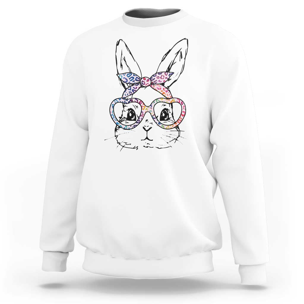 Easter Day Bunny Rabbit Face Tie Dye Glasses Sweatshirt