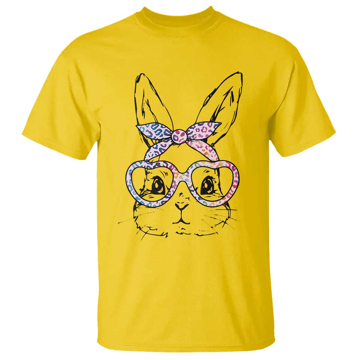 Easter Day Bunny Rabbit Face Tie Dye Glasses T Shirt
