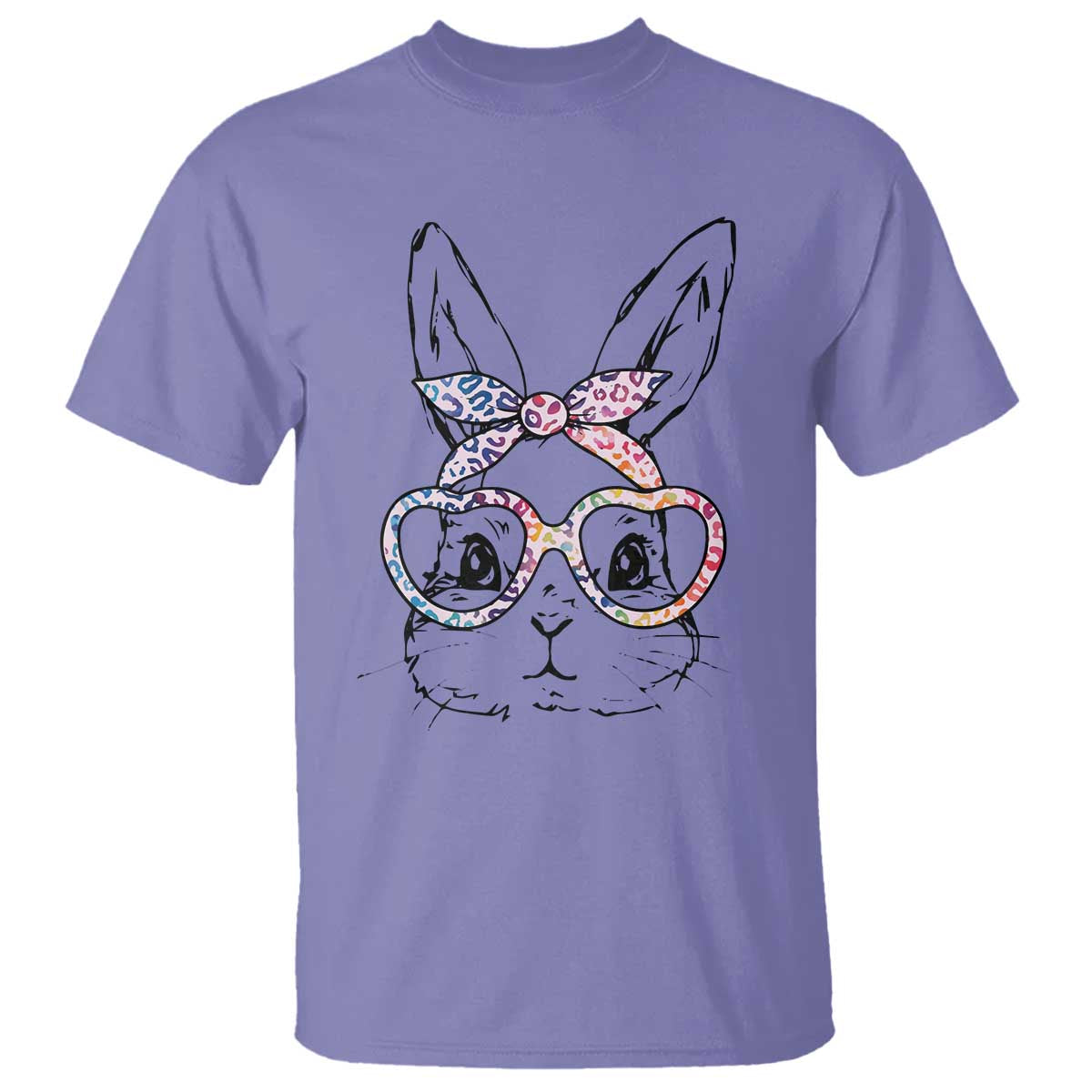 Easter Day Bunny Rabbit Face Tie Dye Glasses T Shirt