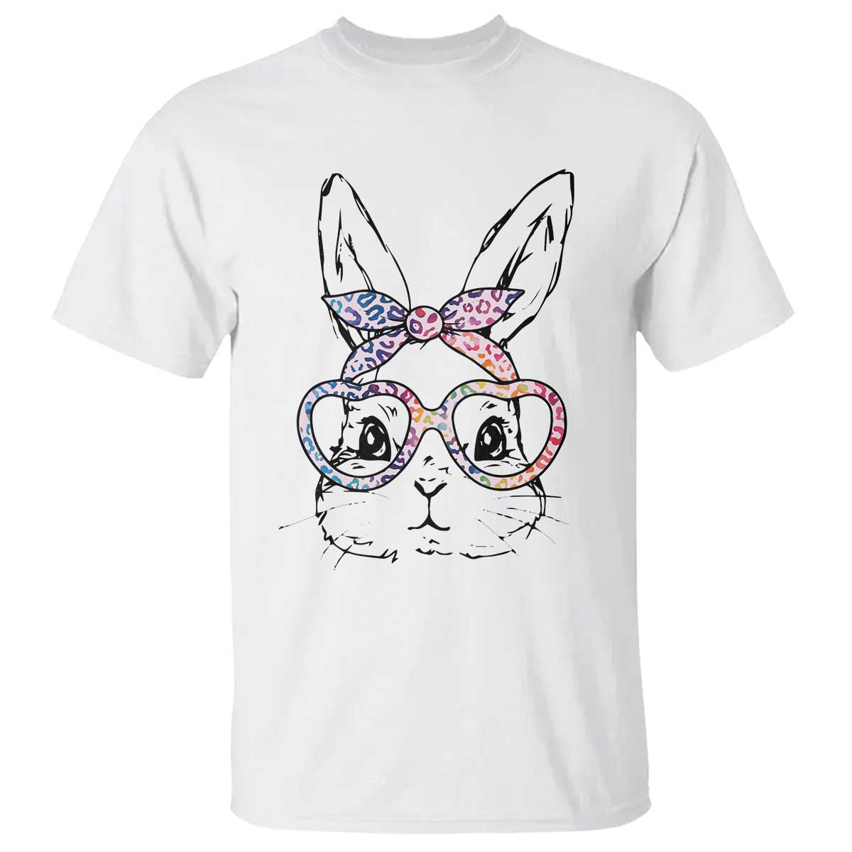 Easter Day Bunny Rabbit Face Tie Dye Glasses T Shirt
