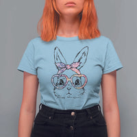 Easter Day Bunny Rabbit Face Tie Dye Glasses T Shirt For Women