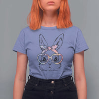 Easter Day Bunny Rabbit Face Tie Dye Glasses T Shirt For Women