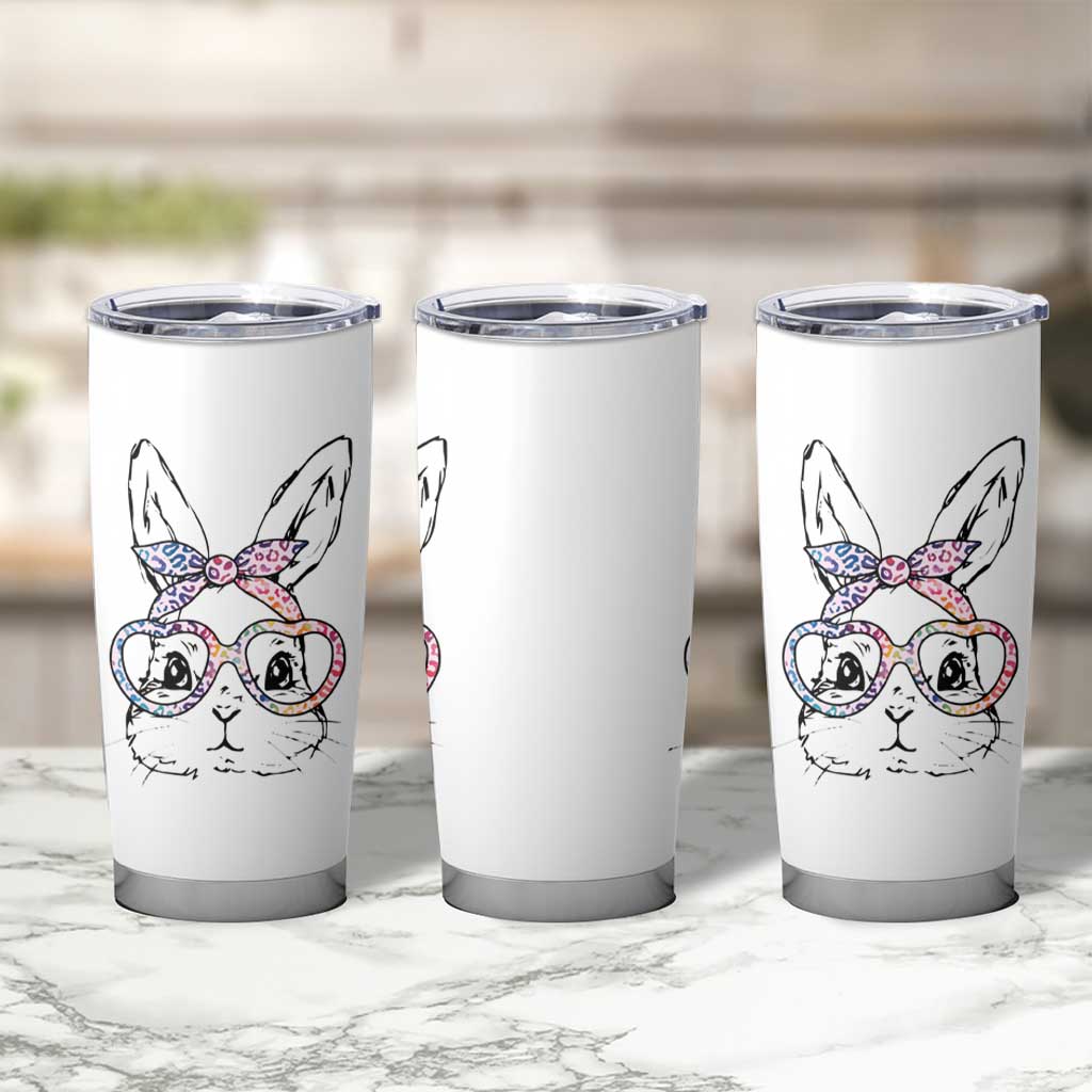 Easter Day Bunny Rabbit Face Tie Dye Glasses Tumbler Cup