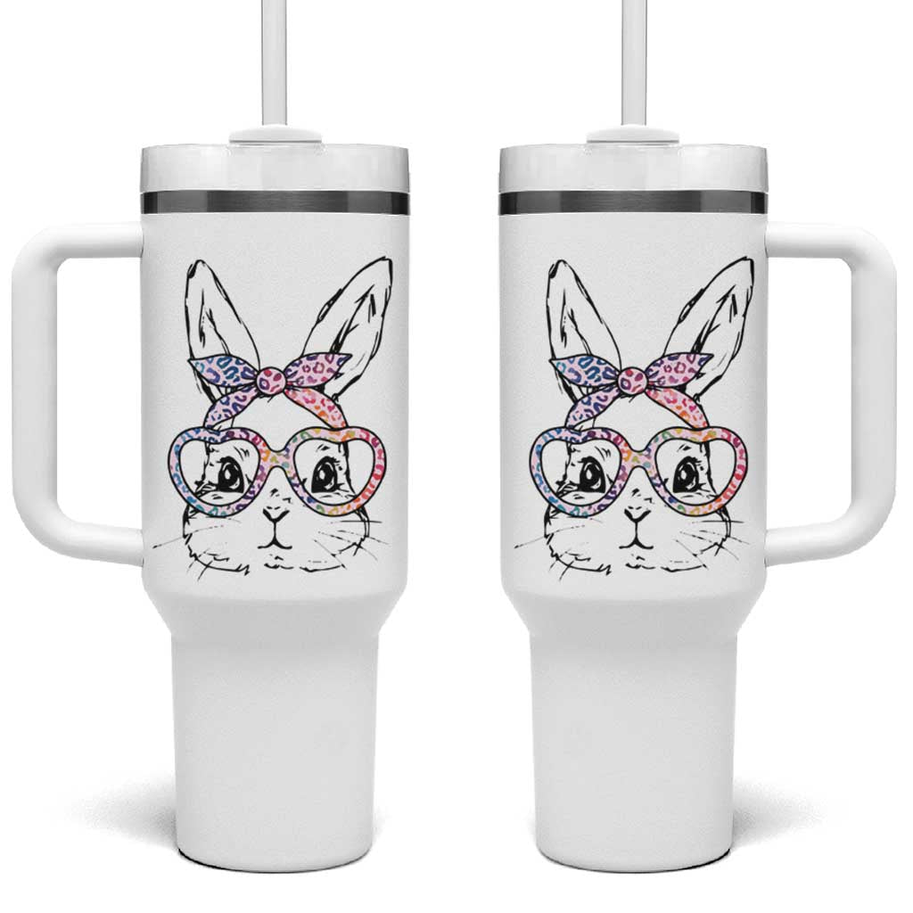 Easter Day Bunny Rabbit Face Tie Dye Glasses Tumbler With Handle