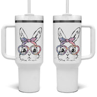 Easter Day Bunny Rabbit Face Tie Dye Glasses Tumbler With Handle