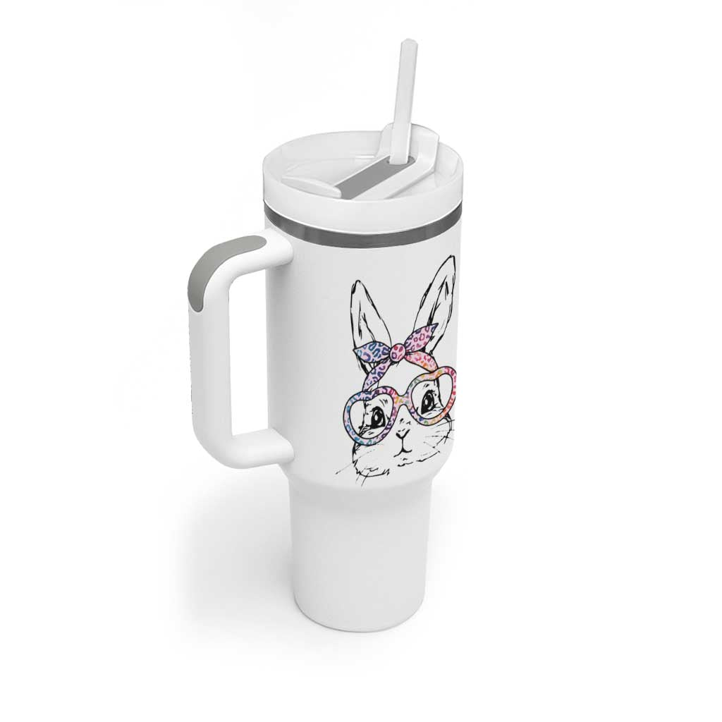 Easter Day Bunny Rabbit Face Tie Dye Glasses Tumbler With Handle