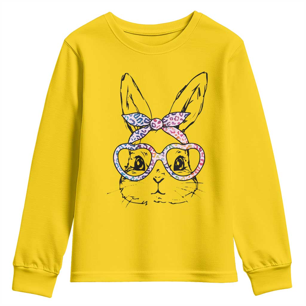 Easter Day Bunny Rabbit Face Tie Dye Glasses Youth Sweatshirt