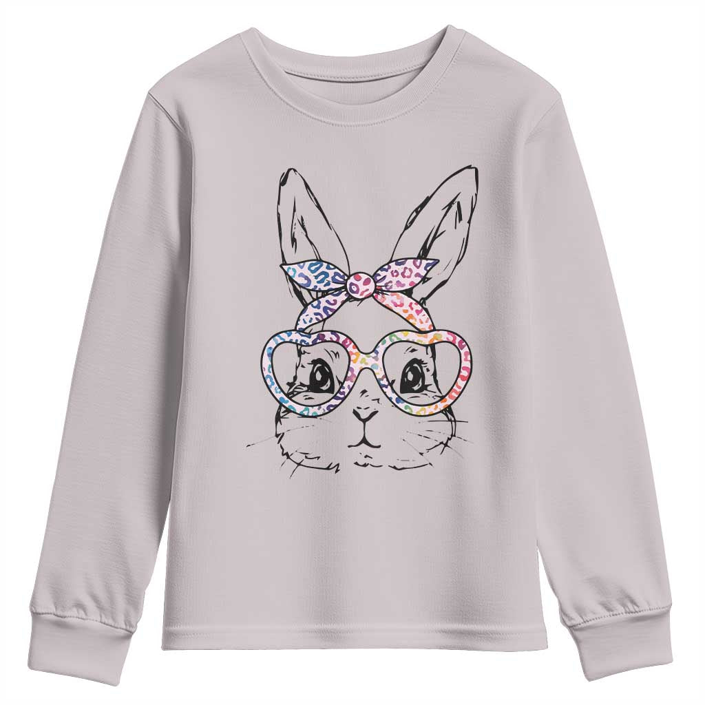 Easter Day Bunny Rabbit Face Tie Dye Glasses Youth Sweatshirt