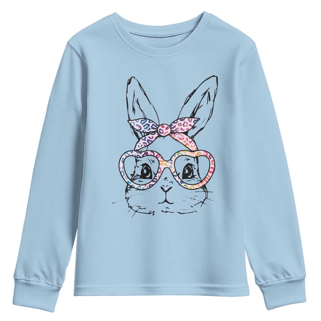 Easter Day Bunny Rabbit Face Tie Dye Glasses Youth Sweatshirt