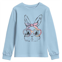 Easter Day Bunny Rabbit Face Tie Dye Glasses Youth Sweatshirt