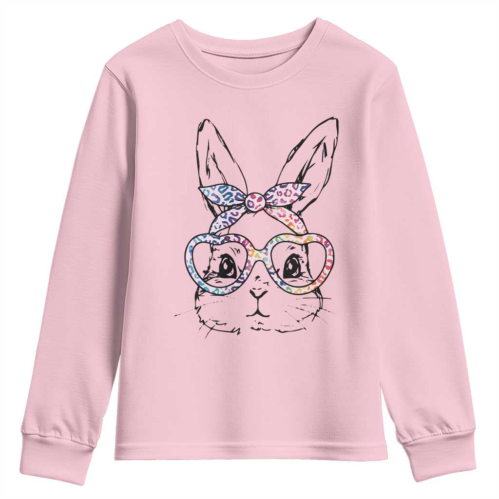 Easter Day Bunny Rabbit Face Tie Dye Glasses Youth Sweatshirt