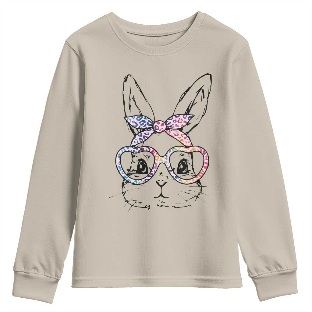 Easter Day Bunny Rabbit Face Tie Dye Glasses Youth Sweatshirt