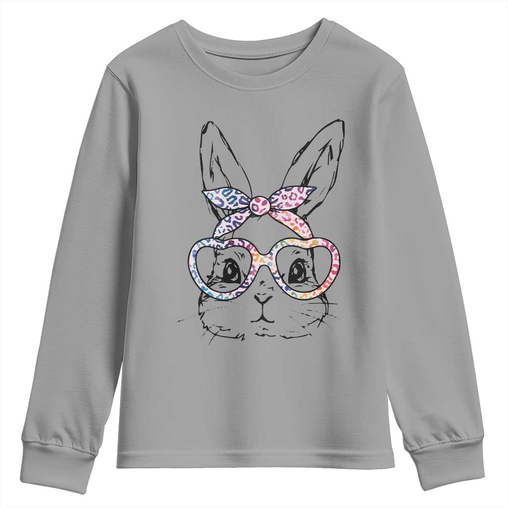 Easter Day Bunny Rabbit Face Tie Dye Glasses Youth Sweatshirt