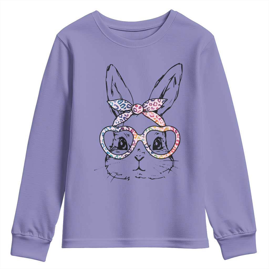 Easter Day Bunny Rabbit Face Tie Dye Glasses Youth Sweatshirt