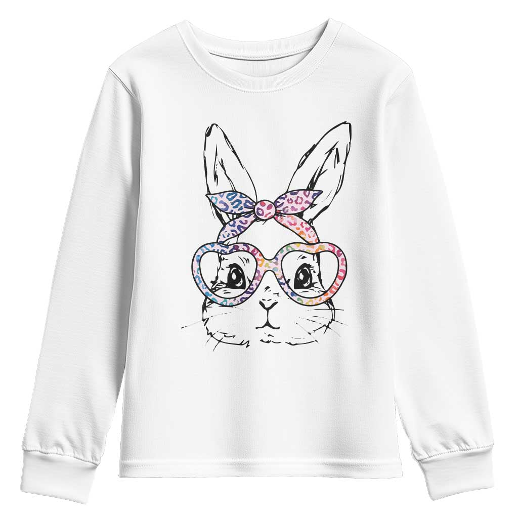 Easter Day Bunny Rabbit Face Tie Dye Glasses Youth Sweatshirt