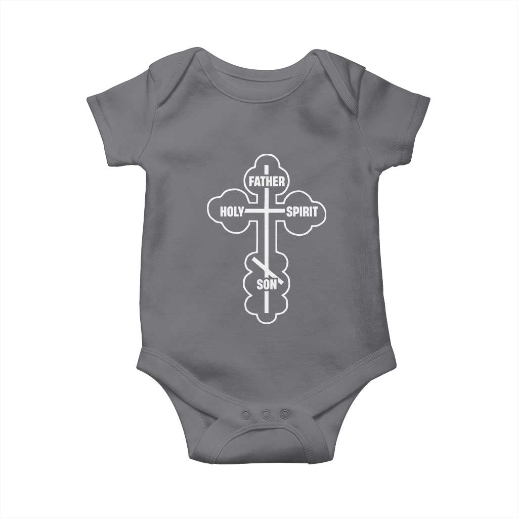 Russian Greek Byzantine Golden Orthodox Cross Father Son Holy Spirit Baby Onesie